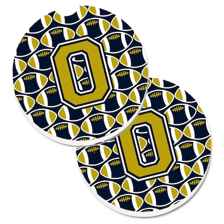 Carolines Treasures Letter O Football Blue and Gold  Cup Holder Car Coaster, PK2 CJ1074-OCARC